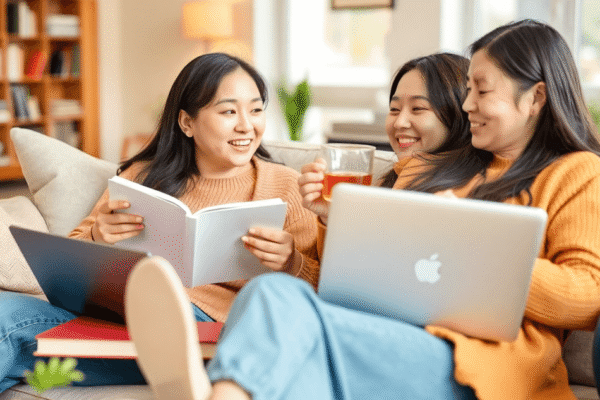 Asian Step Sisters Take a Study Break